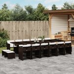 vidaXL Ensemble à manger de jardin et coussins 17 Pièces marron rotin