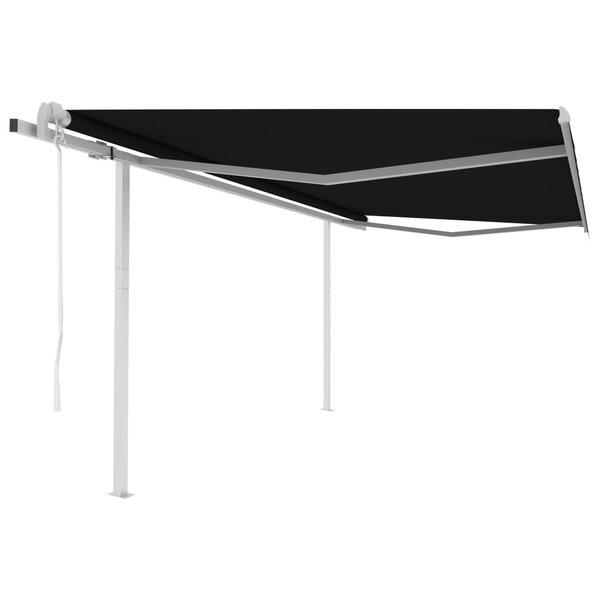 vidaXL Auvent automatique rétractable avec poteaux 4x3 5 m Anthracite