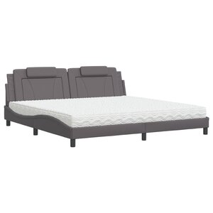 vidaXL Lit avec matelas gris 200x200 cm similicuir