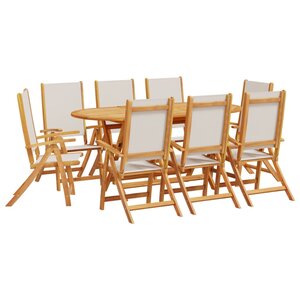 vidaXL Ensemble à manger de jardin 9Pièces bois d'acacia solide textilène