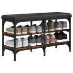 vidaXL Banc à chaussures chêne fumé 82x32x47 cm Bois d'ingénierie
