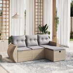 vidaXL Salon de jardin avec coussins 4Pièces mélange beige résine tressée