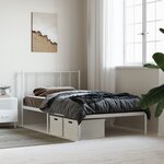 vidaXL Cadre de lit métal avec tête de lit blanc 100x200 cm