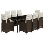vidaXL Ensemble de bistro de jardin 9 Pièces coussins marron poly rotin