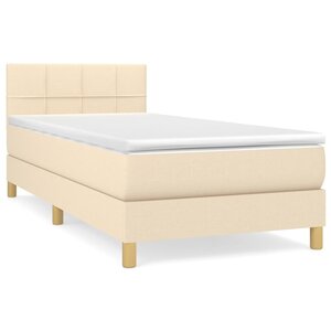vidaXL Sommier à lattes de lit avec matelas Crème 100x200 cm Tissu