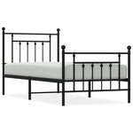 vidaXL Cadre de lit métal avec tête de lit/pied de lit noir 90x200 cm