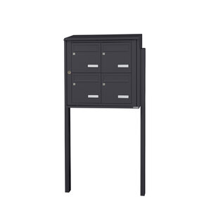 Bloc collectif Leabox 2x2 grade 3 simple face extérieur fixation sur pieds à sceller gris anthracite ral 7016 finition brillante