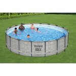 BESTWAY Piscine hors sol Steel Pro Max™ - Motif pierres grises, 549 x 122 cm, systeme FrameLink™