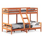 vidaXL Lit superposé 90x200/120x200 cm cire marron bois de pin massif