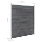 vidaXL Ensemble de clôture WPC 4 Carré + 1 Incliné 792 x 186 cm Gris