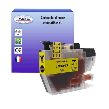 T3AZUR- Cartouche compatible avec Brother LC3213 XL Jaune pour Brother DCP-J497DW  DCP-J572DW  DCP-J772DNW  DCP-J772DW  DCP-J774DW