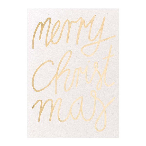 Carte postale Merry Christmas dorée