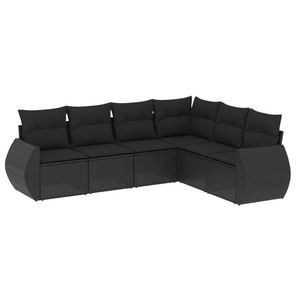 vidaXL Salon de jardin 6 Pièces avec coussins noir résine tressée