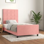 vidaXL Cadre de lit avec tête de lit Rose 90x200 cm Velours