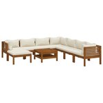 vidaXL Salon de jardin 9 Pièces avec coussin crème Bois d'acacia solide
