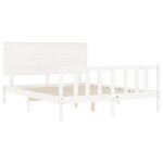 vidaXL Cadre de lit avec tête de lit blanc King Size bois massif