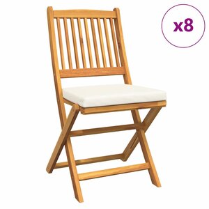 vidaXL Chaise pliante avec coussin 8 Pièces Blanc 49 x 57.5 x 92cm