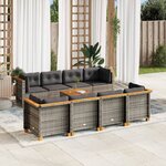 vidaXL Salon de jardin 9 Pièces avec coussins gris résine tressée