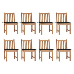 vidaXL Chaises de jardin 8 Pièces avec coussins Bois de teck massif