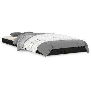 vidaXL Cadre de lit noir 75x190 cm petit simple bois massif de pin