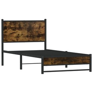 vidaXL Cadre de lit en métal sans matelas chêne fumé 75x190 cm