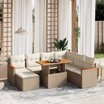vidaXL Salon de jardin avec coussins 8 Pièces beige résine tressée