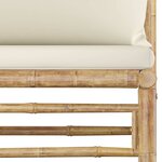 vidaXL Canapé central de jardin avec coussins blanc crème Bambou