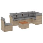 vidaXL Salon de jardin avec coussins 7Pièces mélange beige résine tressée