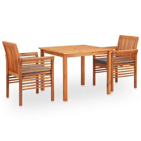 vidaXL Mobilier à dîner d'extérieur 3 Pièces et coussins Acacia solide