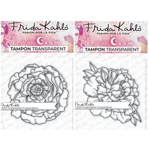 2 Tampons transparents - Pivoine 2 + Pivoine 3 - 9 5 x 6 5 cm