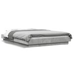 vidaXL Cadre de lit avec lumières LED gris béton 140x190 cm