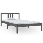 vidaXL Cadre de lit Gris Bois massif 100x200 cm