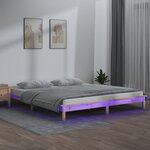 vidaXL Cadre de lit à LED 140x190 cm bois massif