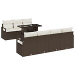 Ensemble de canapé de jardin en 8 pièces avec coussins marron poly rotin