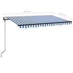 vidaXL Auvent automatique capteur de vent LED 450x350 cm Bleu et blanc