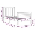 vidaXL Cadre de lit avec tête de lit 90x200 cm bois massif