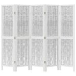 vidaXL Cloison de séparation 5 panneaux blanc bois de paulownia massif