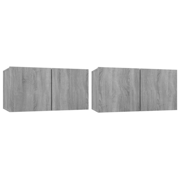 vidaXL Armoires TV suspendues Sonoma gris 2 Pièces 60x30x30 cm Bois