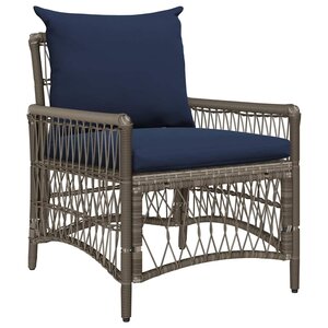 vidaXL Chaise de jardin avec coussin Gris 73 x 61 x 77 cm polyrotin