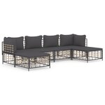vidaXL Salon de jardin 6 Pièces avec coussins anthracite résine tressée