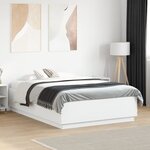 vidaXL Cadre de lit avec lumières LED blanc 120x190 cm bois ingénierie