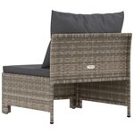 vidaXL Canapé central de jardin avec coussin Gris Résine tressée