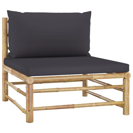 vidaXL Canapé de milieu de jardin avec coussins gris foncé Bambou