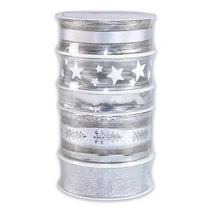 Set de rubans 5 x 3 m noel argent