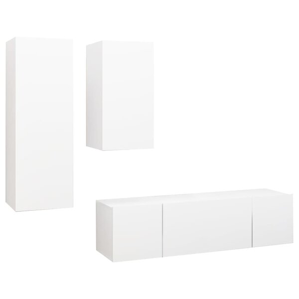 vidaXL Ensemble de meubles TV 4 Pièces Blanc Bois d'ingénierie