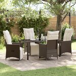 vidaXL Ensemble de jardin de 5 pièces avec coussins en poly rotin marron
