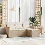 vidaXL Salon de jardin avec coussins 4 Pièces beige résine tressée