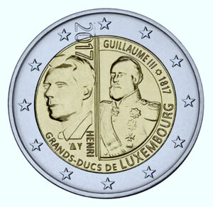 Monnaie 2 euros commémorative luxembourg 2017 - grand duc guillaume iii