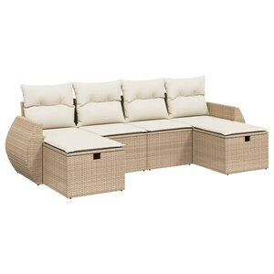 vidaXL Salon de jardin avec coussins 6 Pièces beige résine tressée