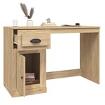 Bureau table poste de travail meuble d'ordinateur informatique étude avec tiroir chêne sonoma 115 x 50 x 75 cm bois d'ingénierie brun 02_0023449